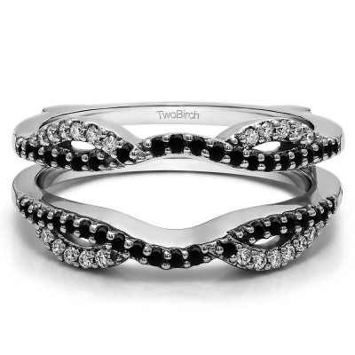 0.32 Ct. Black and White Stone Infinity Criss Cross ring guard