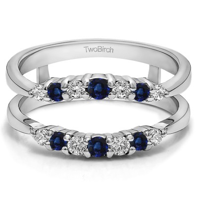 0.35 Ct. Sapphire and Diamond Shared Prong Curved Wedding Ring Guard Enhancer