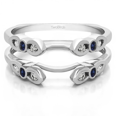 0.08 Ct. Sapphire and Diamond Bezel Cathedral Wedding Ring Guard