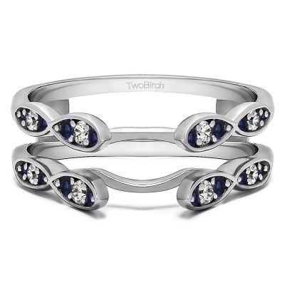 0.32 Ct. Sapphire and Diamond Shared Prong Cathedral Infinity Ring Guard