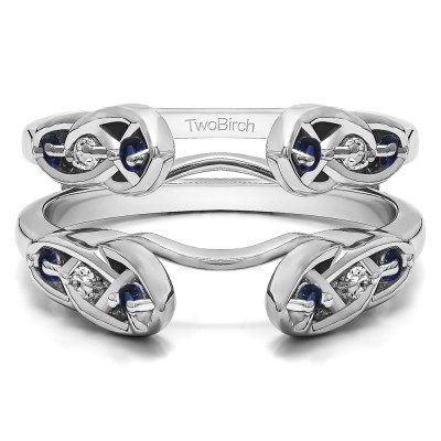 0.24 Ct. Sapphire and Diamond Infinity Cathedral Celtic ring guard