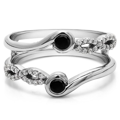 0.34 Ct. Black and White Stone Infinity Bypass Ring Guard Enhancer