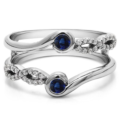 0.34 Ct. Sapphire and Diamond Infinity Bypass Ring Guard Enhancer