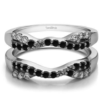 0.51 Ct. Black and White Stone Infinity Cross Ring Guard