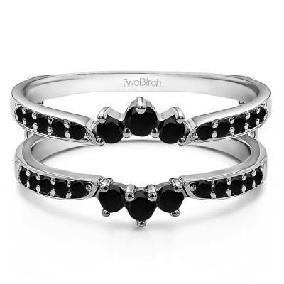 0.56 Ct. Black Stone Crown Inspired Half Halo Ring Guard