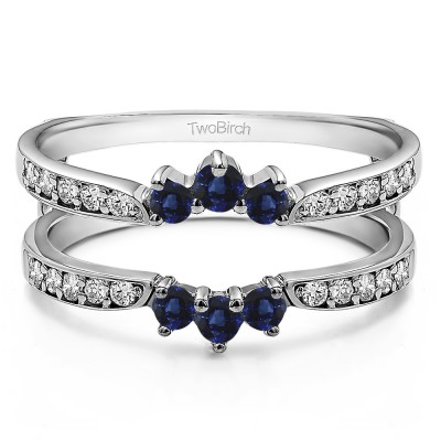 0.56 Ct. Sapphire and Diamond Crown Inspired Half Halo Ring Guard