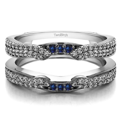 0.5 Ct. Sapphire and Diamond Double Row Cathedral Ring Guard Enhancer