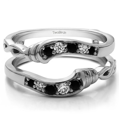 0.22 Ct. Black and White Stone Infinity Bypass Ring Guard