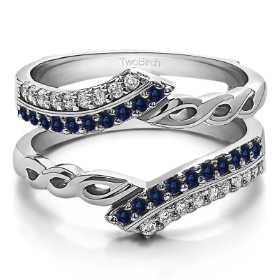 0.38 Ct. Sapphire and Diamond Double Row Bypass Infinity ring guard