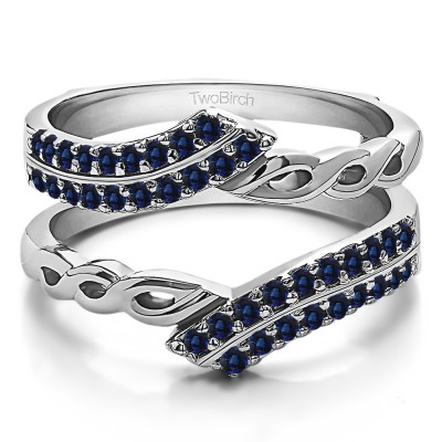 0.38 Ct. Sapphire Double Row Bypass Infinity ring guard