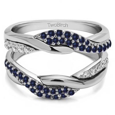 0.54 Ct. Sapphire and Diamond Bypass Shared Prong Engagement ring guard