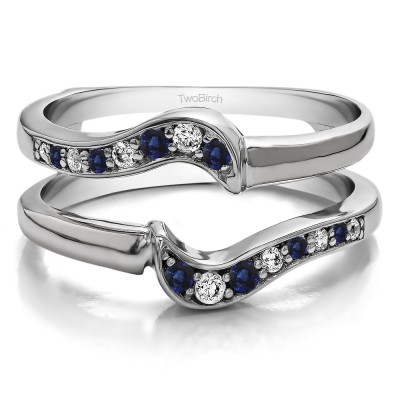 0.25 Ct. Small Knott Ring Guard Enhancer With Sapphire And Diamonds(G,I2) Mounted in Sterling Silver.(Size 7.5)