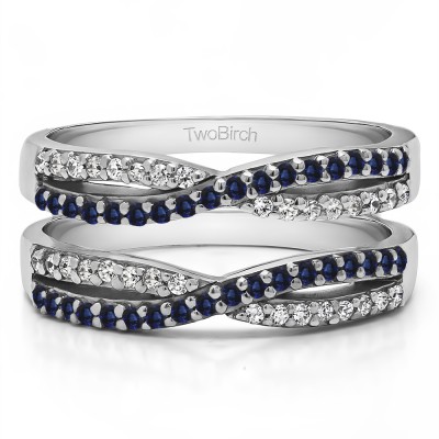 0.48 Ct. Sapphire and Diamond Criss Cross Wedding Ring Guard