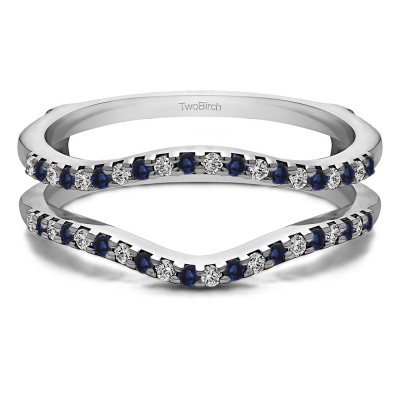 0.3 Ct. Sapphire and Diamond Double Shared Prong Contour Ring Guard
