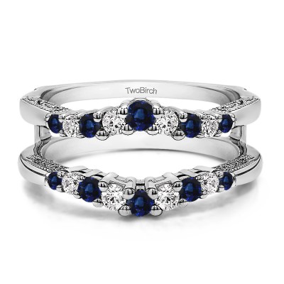 0.71 Ct. Sapphire and Diamond Vintage Ring Guard with Filigree Designs