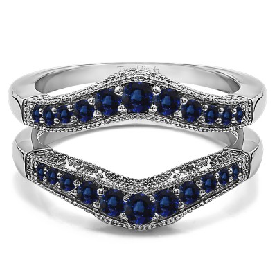 0.75 Ct. Sapphire Vintage Filigree and Milgrained Contour Ring Guard