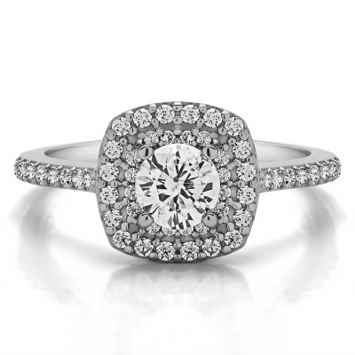 1 Ct. Double Row Round Halo Engagement Ring
