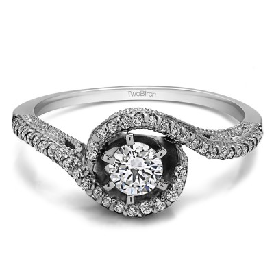 0.72 Ct. Round Bypass Halo Engagement Ring