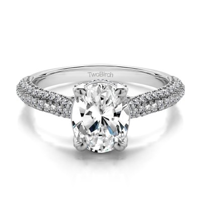 1.66 Ct. Oval Pave Set Engagement Ring