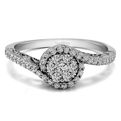 0.5 Carat Bypass Halo Promise Ring