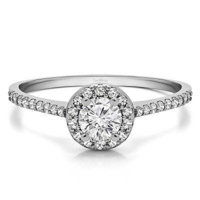0.74 Ct. Delicate Round Halo Engagement Ring