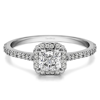 0.76 Ct. Princess Halo Engagement Ring