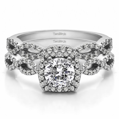 Round Infinity Halo Engagement Ring Bridal Set (2 Rings)(1.17 Ct. Twt.)