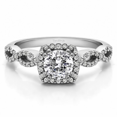 1 Ct. Round Halo Engagement Ring with Infinity Shank