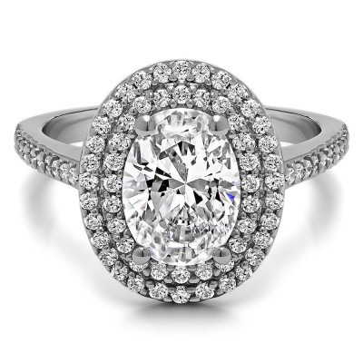 1.34 Ct. Oval Double Halo Engagement Ring