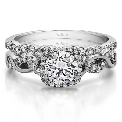Round Infinity Halo Engagement Ring Bridal Set (2 Rings) (1.55 Ct. Twt.)