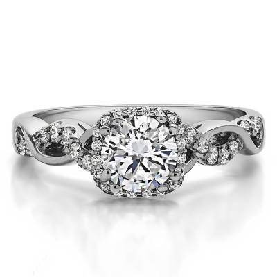 1.31 Ct. Lab Grown Diamond Round Halo Twig Engagement Ring
