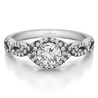 0.81 Ct. Round Halo Engagement Ring with Infinity Shank