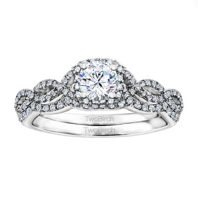 Round Infinity Halo Wedding Ring Bridal Set (2 Rings) (0.95 Ct. Twt.)