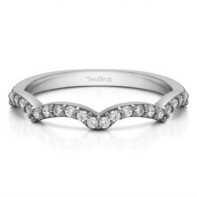 0.225 Carat Scalloped Edge Matching Wedding Ring For Halo Engagement Ring