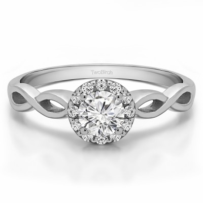 0.62 Ct. Halo Engagement Ring with Infinity Shank