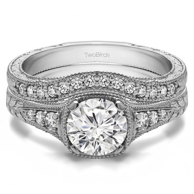 Round Vintage Engagement Ring Bridal Set (2 Rings) (2.38 Ct. Twt.)