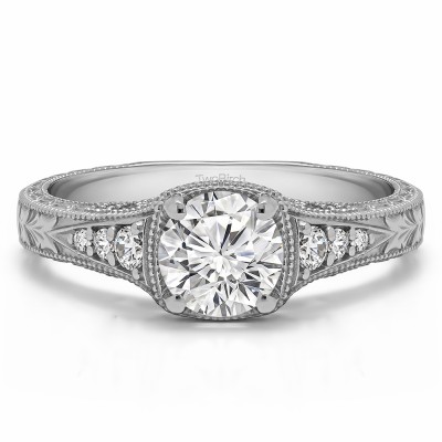 1.27 Ct. Lab Grown Diamond Round Vintage Engagement Ring with Graduated Stones