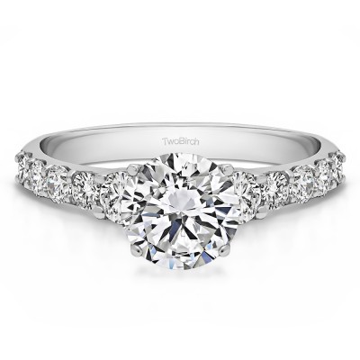 2.38 Ct. Round Shared Prong Set Graduated Engagement Ring