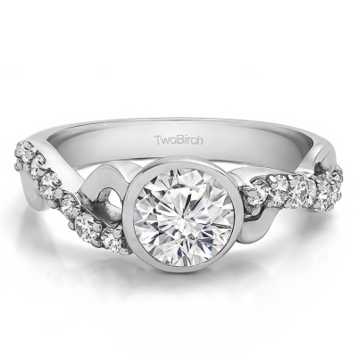 1.41 Ct. Round Bezel Set Engagement Ring with Infinity Shank