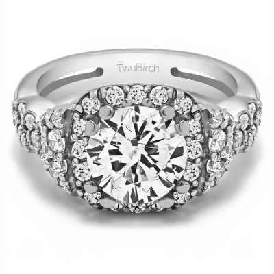 2.5 Ct. Large Halo Engagement Ring with Infinity Shank
