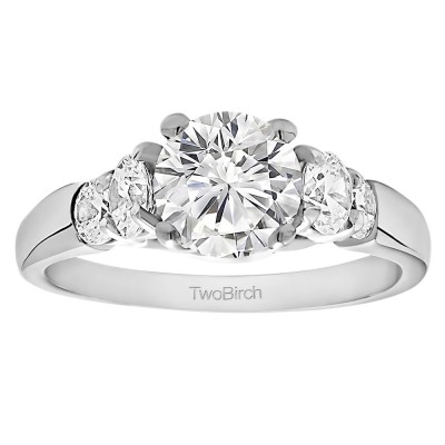 1.74 Ct. Round Graduated Cathedral Engagement Ring