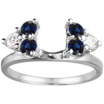 0.5 Ct. Sapphire and Diamond Shared Prong Set Six Stone Ring Wrap