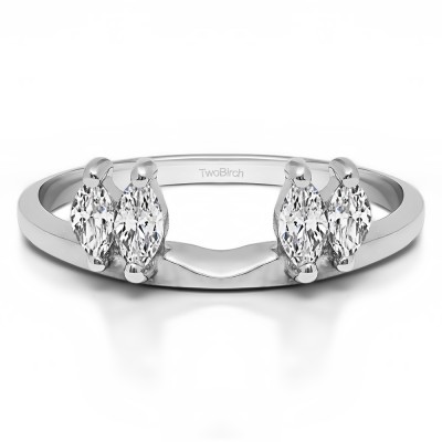 1 Ct. Four Stone Marquise Ring Wrap Enhancer With Cubic Zirconia Mounted in Sterling Silver.(Size 7)