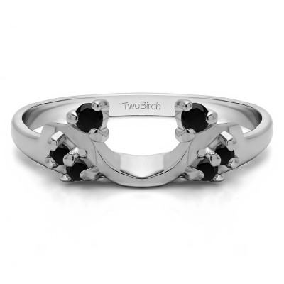 0.12 Ct. Black Bypass Shared Prong Six Stone Ring Wrap