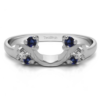 0.15 Ct. Sapphire and Diamond Bypass Shared Prong Six Stone Ring Wrap