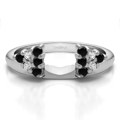 0.25 Ct. Black and White Twelve Stone Shared Prong Cluster Ring Wrap Enhancer