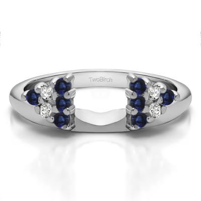 0.25 Ct. Sapphire and Diamond Twelve Stone Shared Prong Cluster Ring Wrap Enhancer