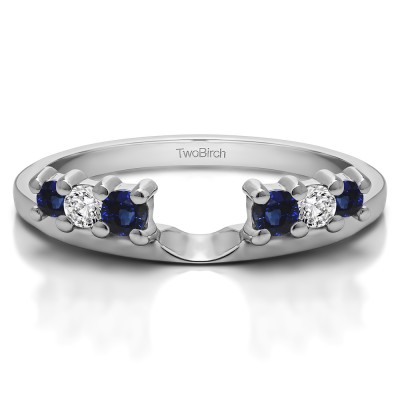 0.25 Ct. Sapphire and Diamond Double Shared Prong Graduated Six Stone Ring Wrap