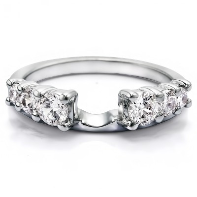 0.5 Ct. Double Shared Prong Graduated Six Stone Ring Wrap With Cubic Zirconia Mounted in Sterling Silver.(Size 7)