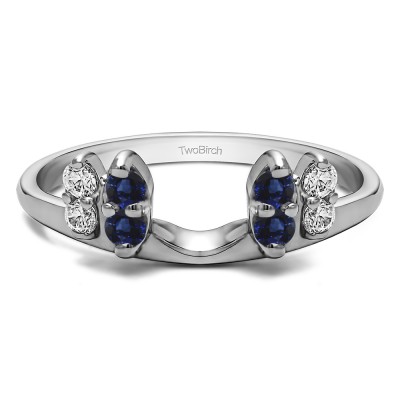 0.16 Ct. Sapphire and Diamond Marquise Shaped Round Ring Wrap Enhancer